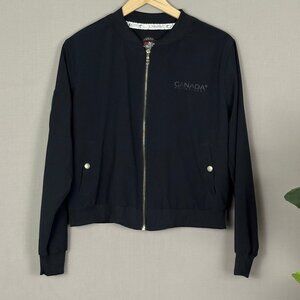 Canada Weather Gear Black Lightweight Bomber Jacket Full Zip Logo L